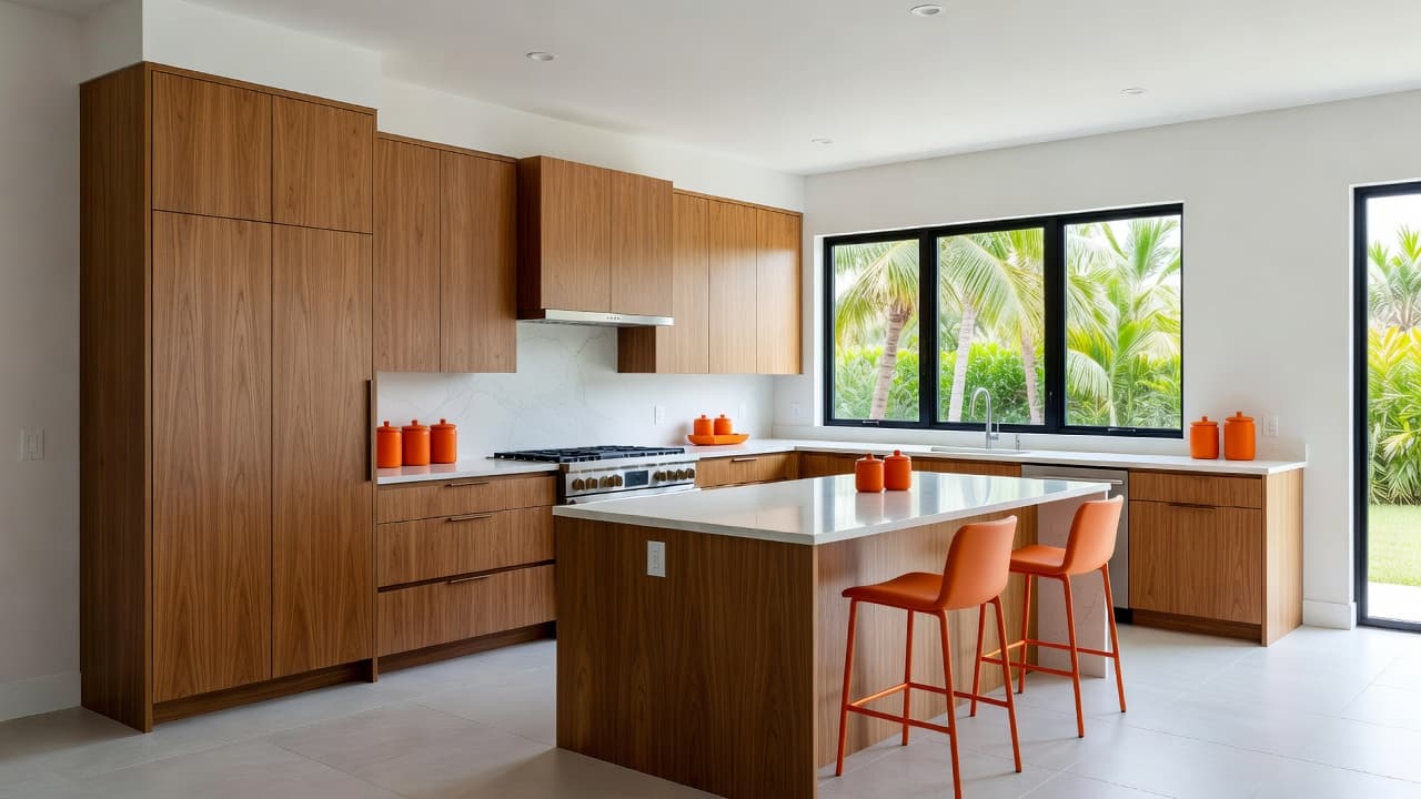 Custom vs Stock Cabinets for Florida Kitchens 1 Custom vs stock cabinets in a bright Florida kitchen with natural light